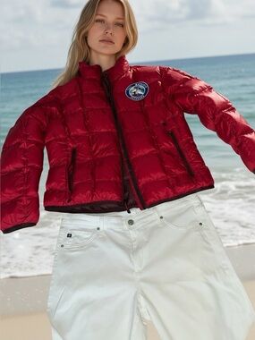 Eddie Bauer Red Quilted Puffer Jacket